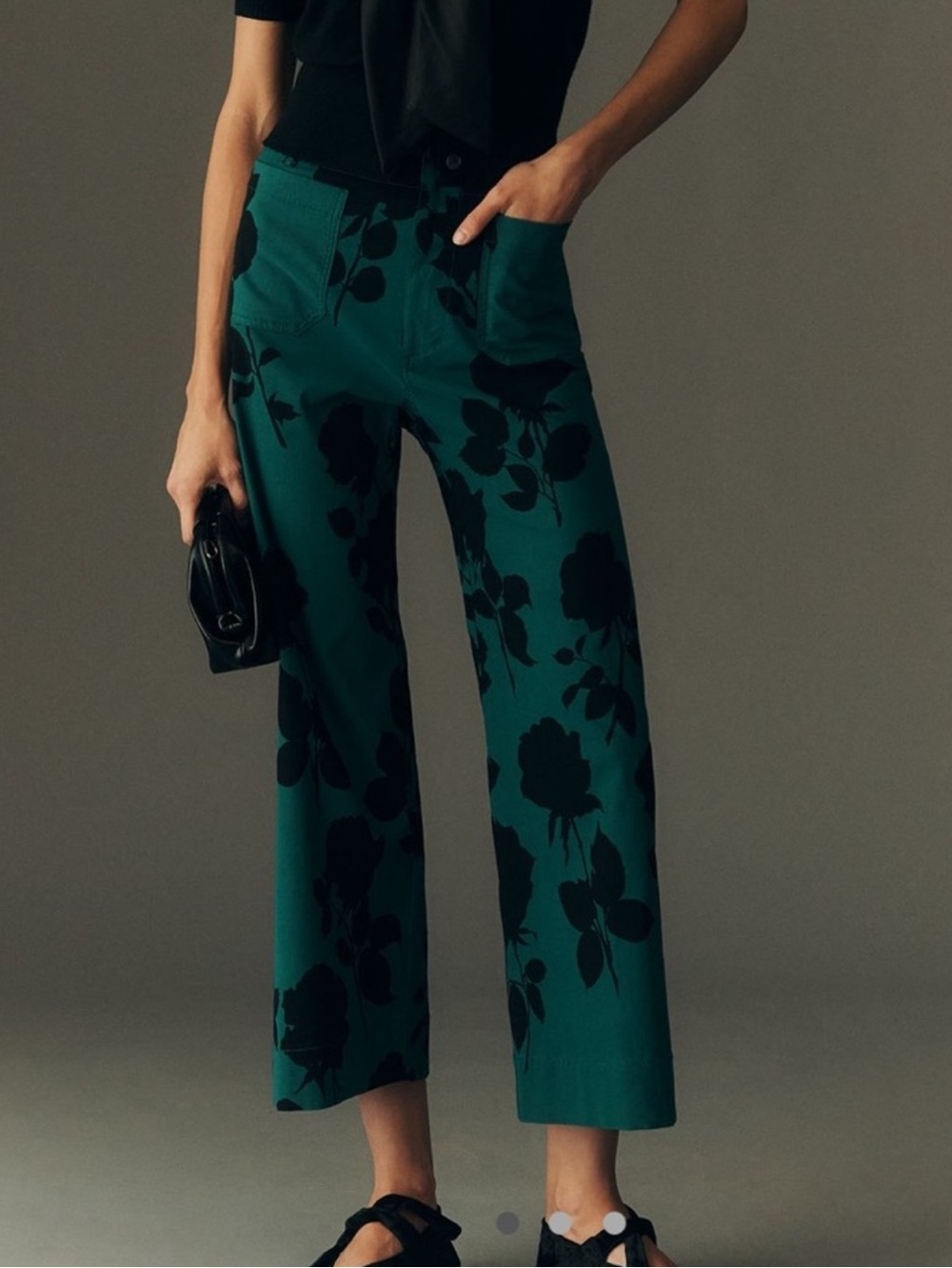 Anthropologie Colette Pants Maeve Cropped Wide-Leg Pants Magic Fabric New 28 - Picture 3 of 10